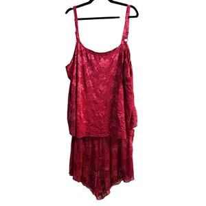 BLOOMCHIC Women's Plus Size Red Lace Lounge Pajama Set Size 26 4X